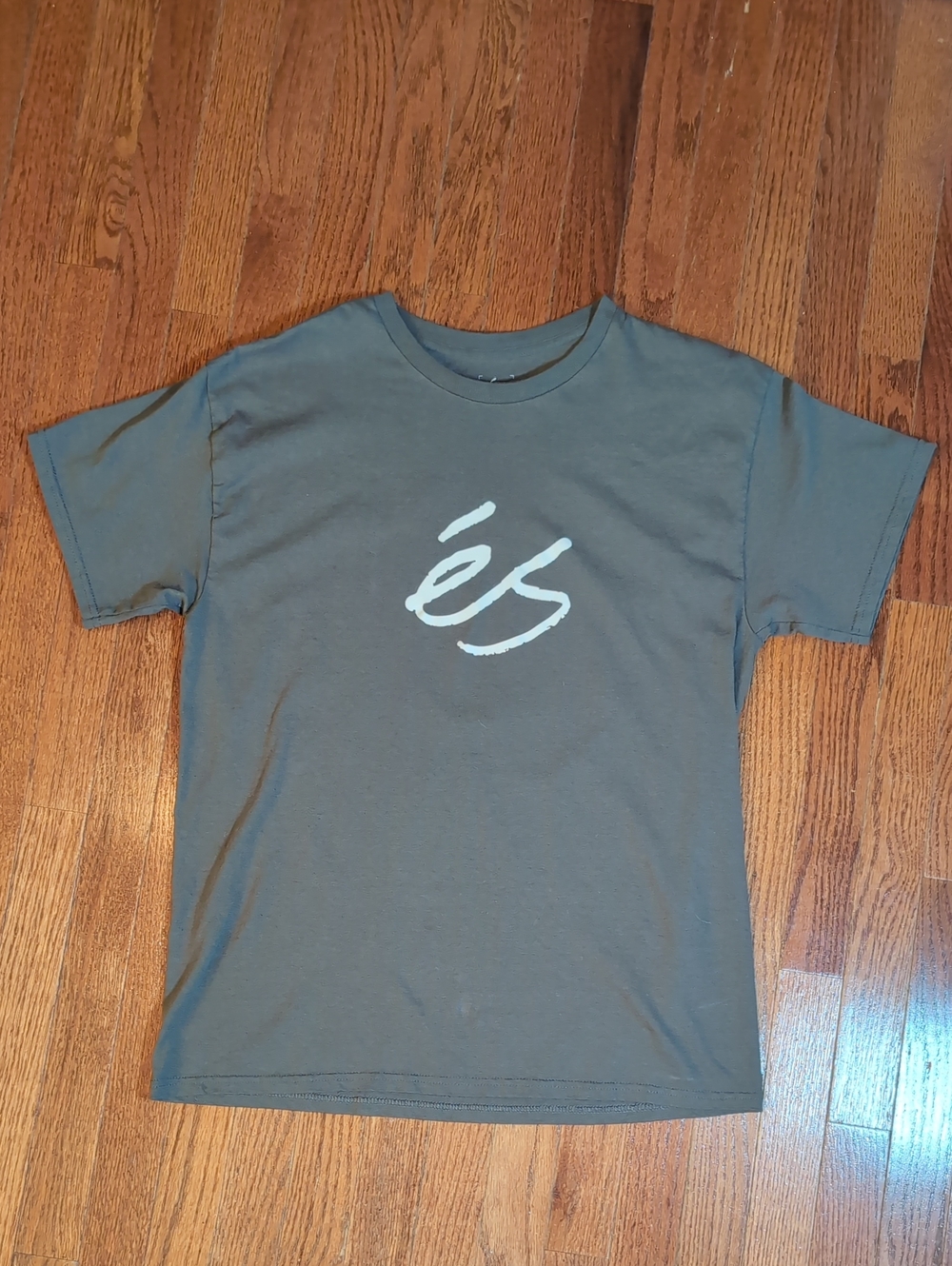 Es Skateboarding Footwear Logo T-Shirt Size L Grey